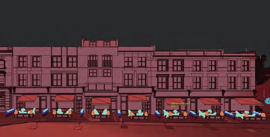 3D model of a terrace of buildings taking shape